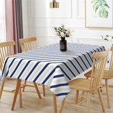 Lofaris Sea Marine White Blue Stripes Rectangle Tablecloth